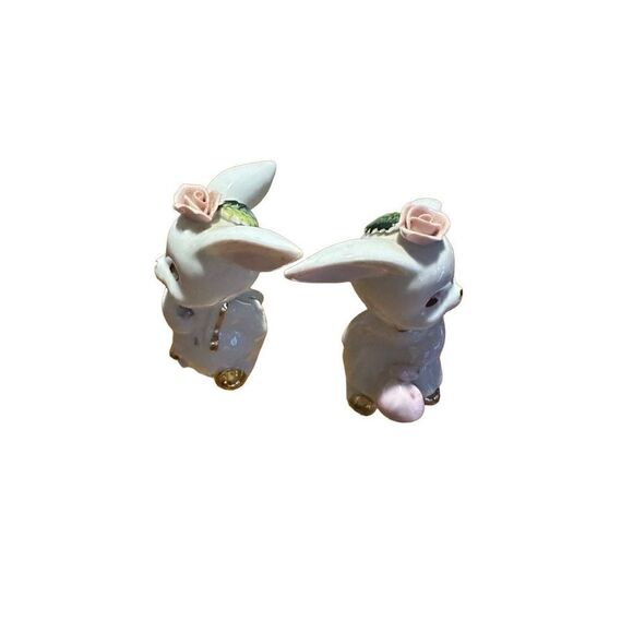Vtg Salty & Peppy Anthropomorphic Bunny Rabbit Salt & Pepper Shaker Set Japan - Picture 7 of 11